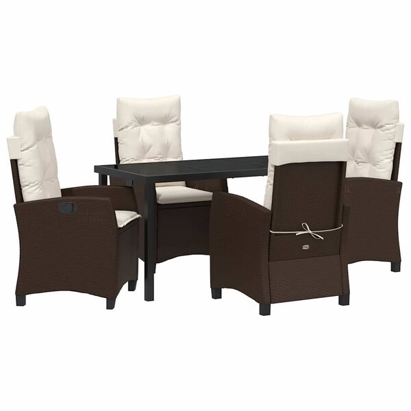 vidaXL Garten Essgruppe mit Kissen 5 pcs Braun Poly-Rattan
