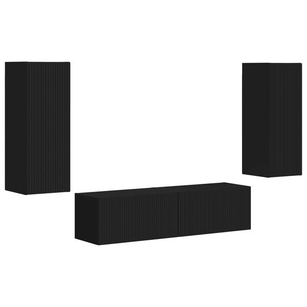 vidaXL TV-Schrankset Wandmontiert 2 pcs Schwarz Holzwerkstoff