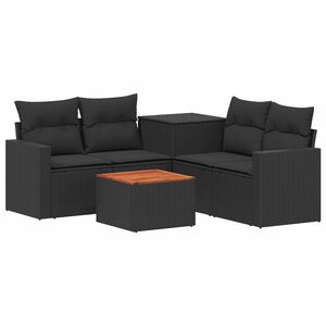vidaXL Sofa Set 6 stk. Schwarz Polyrattan und Stahl