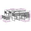 vidaXL 11-tlg. Garten-Essgruppe mit Kissen Grau Poly Rattan