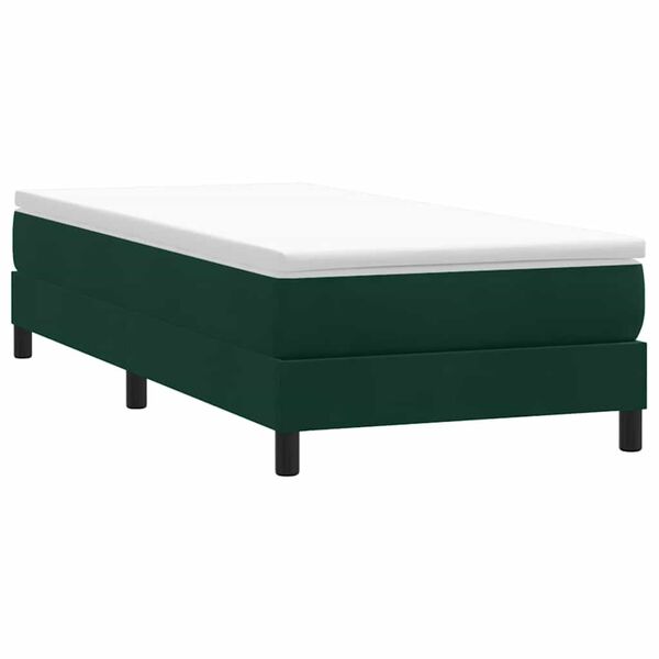 vidaXL Boxspringbett ohne Matratze Dunkelgr&uuml;n 80x220 cm Samt