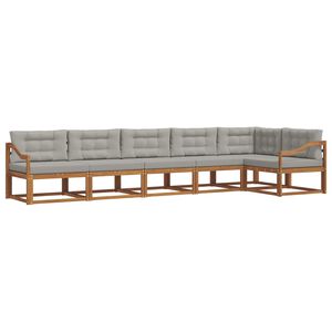 vidaXL Outdoor-Sofagarnitur mit Kissen 6 pcs Nat&uuml;rlich und Hellgrau