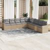 vidaXL 9-tlg. Garten-Sofagarnitur mit Kissen Beige Poly Rattan