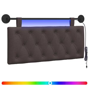 vidaXL H&auml;ngendes Kopfteil Mit LED Licht Dunkelbraun Stoff