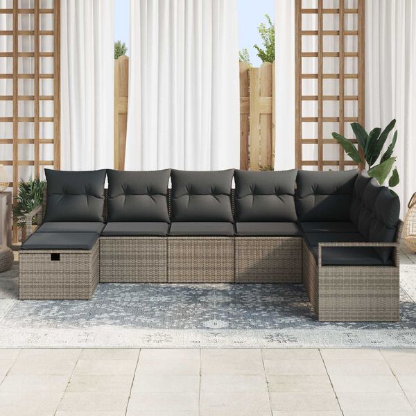 vidaXL Sofa Set mit Kissen 5 pcs Poly-Rattan