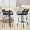 vidaXL Barstuhl 2 pcs Schwarz 55 x 52 x 92 cm Rattan und Eisen