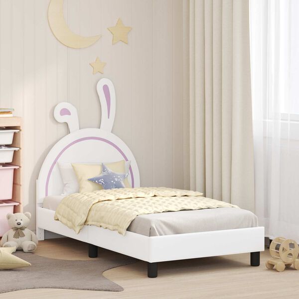 vidaXL Kinderbettgestell mit Kopfteil mit Kopfteil Wei&szlig; 80 x 160 cm PU