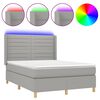 vidaXL Boxspringbett mit Matratze & LED Hellgrau 140x190 cm Stoff
