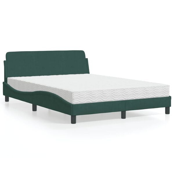 vidaXL Bett mit Matratze "Dover" Dunkelgr&uuml;n 140x190 cm Samt