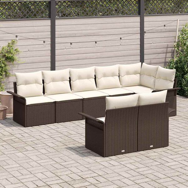 vidaXL Gartensofa-set mit Kissen 8 pcs Braun Poly-Rattan