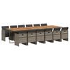 vidaXL 13-tlg. Garten-Essgruppe mit Kissen Grau Poly Rattan