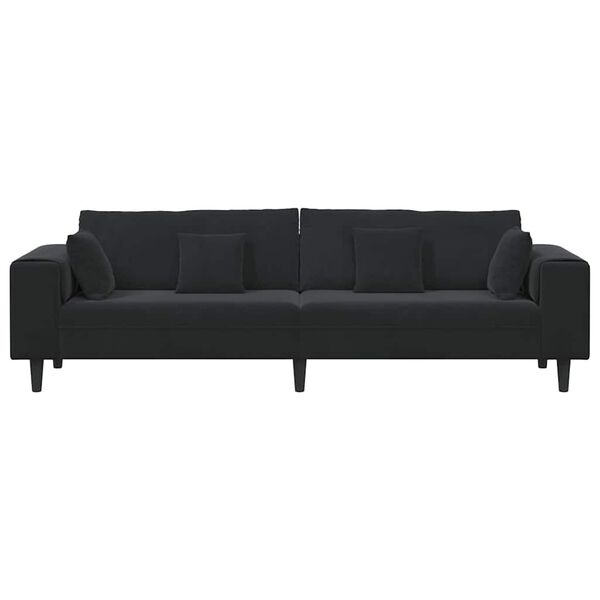 vidaXL Samt Sofa mit Kissen Schwarz 208 cm Samt