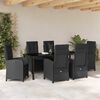 vidaXL Garten Essgruppe mit Kissen 7 pcs Schwarz Poly-Rattan