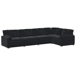vidaXL Modulares Sofa mit Kissen Samt Schwarz