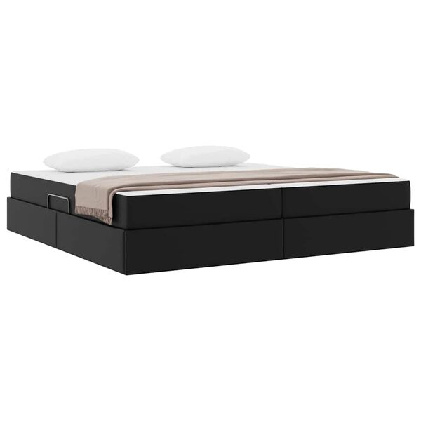 vidaXL Aufbewahrungsbett mit Matratze mit Matratze 2 pcs Schwarz Leder