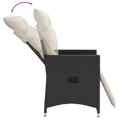 vidaXL 3-tlg. Bistro-Set mit Kissen Schwarz Poly Rattan