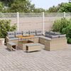 vidaXL Gartensofa-set mit Kissen mit Speicher 13 pcs Beige Poly Rattan