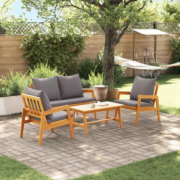 vidaXL Bistrogarnitur mit Kissen 4 pcs Braun Massivholz Akazie