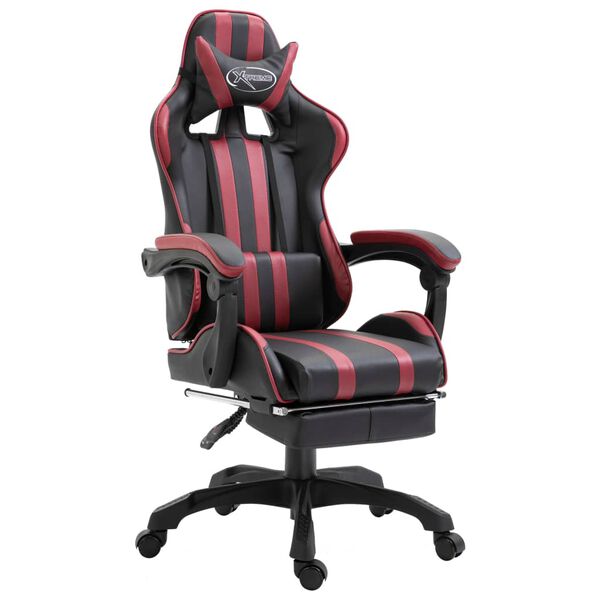 vidaXL Gaming-Stuhl mit Fu&szlig;st&uuml;tze Weinrot Kunstleder