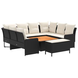 vidaXL M&ouml;belsets 7 stk. Schwarz und Creme PE-Rattan
