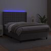 vidaXL Boxspringbett mit Matratze & LED Grau 140x190 cm Kunstleder