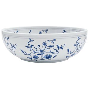 vidaXL Aufsatzwaschbecken Wei&szlig; und Blau Rund &Oslash;41x14 cm Keramik