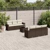 vidaXL 7-tlg. Garten-Sofagarnitur mit Kissen Braun Poly Rattan