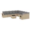 vidaXL 11-tlg. Garten-Sofagarnitur mit Kissen Beige Poly Rattan