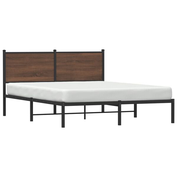 vidaXL Metallbett ohne Matratze Braun Eichen-Optik 137x190 cm