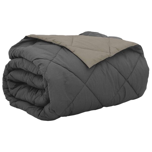 vidaXL Sommerdecke Hellgrau und Anthrazit 200 x 200 cm Mikrofaser