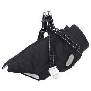 vidaXL Hundemantel mit Geschirr Schwarz L40 Fleece und Polyester