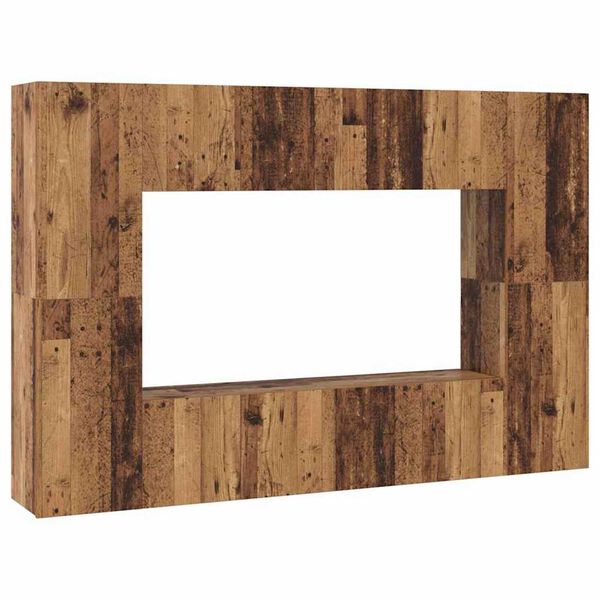 vidaXL TV-Schrankset Wandmontiert 8 pcs Altholz Holzwerkstoff