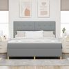 vidaXL LED Boxspringbett mit Matratze Hellgrau 180 x 200 cm Stoff