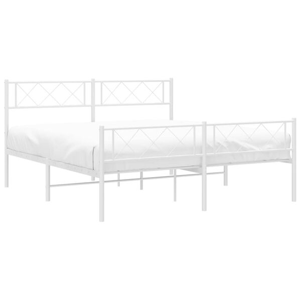vidaXL Bettgestell mit Kopf- und Fu&szlig;teil Metall Wei&szlig; 140x200 cm