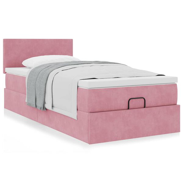 vidaXL Ottoman-Bett mit Matratze Rosa 90x200 cm Samt