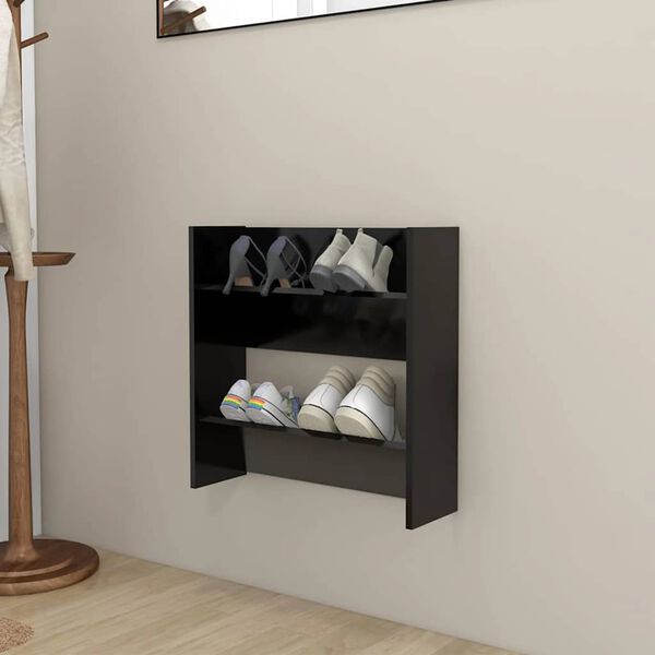 vidaXL Wand-Schuhschrank Schwarz 60x18x60 cm Holzwerkstoff