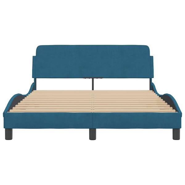 vidaXL Bettgestell mit Kopfteil "Dover" Blau 140x200 cm Samt