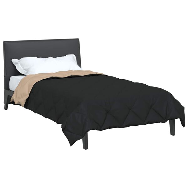 vidaXL Sommerdecke Schwarz und Taupe 200 x 135 cm Mikrofaser