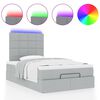 vidaXL Ottoman-Bett mit Matratze & LEDs Hellgrau 120x190 cm Stoff