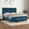 vidaXL Boxspringbett mit Matratze Dunkelblau 160x200 cm Samt