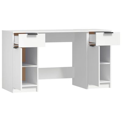 vidaXL Schreibtisch mit Beistellschrank Weiß Holzwerkstoff