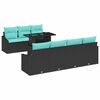 vidaXL Gartensofa-set 8 stk. Schwarz und Blau Poly-Rattan