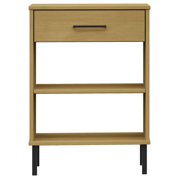 vidaXL Konsolenschrank OSLO mit Metallbeinen Braun Massivholz Kiefer