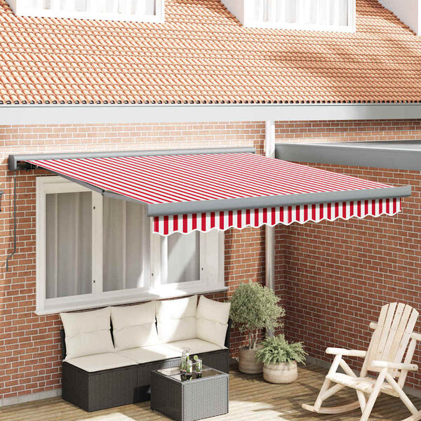vidaXL Einziehbare Markise Rot und Wei&szlig; 300 x 250 cm Stoff und Metall