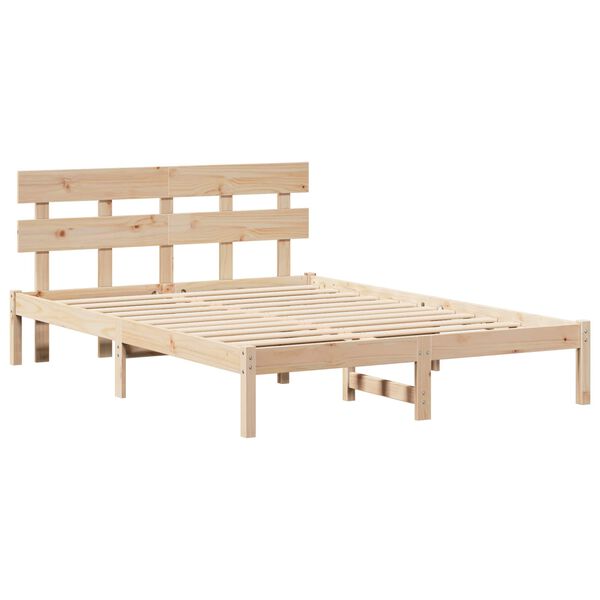 vidaXL Bettgestell mit Kopfteil Braun 140 x 200 cm Massivholz Kiefer