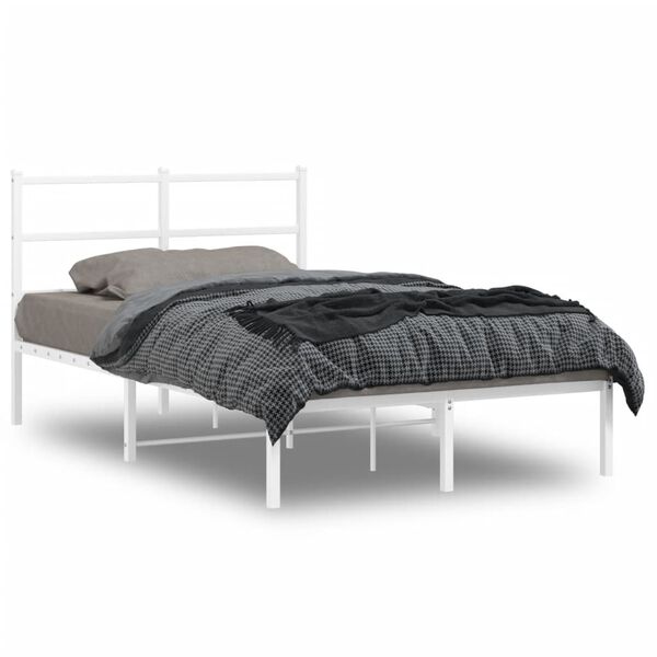 vidaXL Bettgestell mit Kopfteil Metall Wei&szlig; 120x200 cm