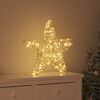 vidaXL 3D Stern mit 50 LEDs Warmwei&szlig; 55 x 52,5 x 9 cm Rattan