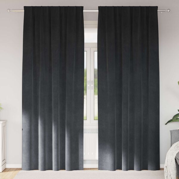 vidaXL Verdunkelungsvorh&auml;nge 2 pcs Hellgrau 140 x 225 cm Samt