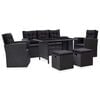 vidaXL 6-tlg. Garten-Lounge-Set mit Kissen Poly Rattan Schwarz
