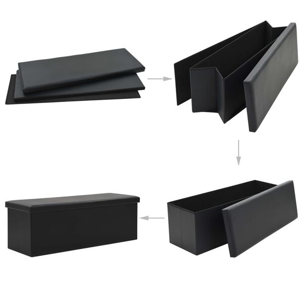 vidaXL Faltbare Sitzbank Kunstleder 110&times;38&times;38 cm Schwarz